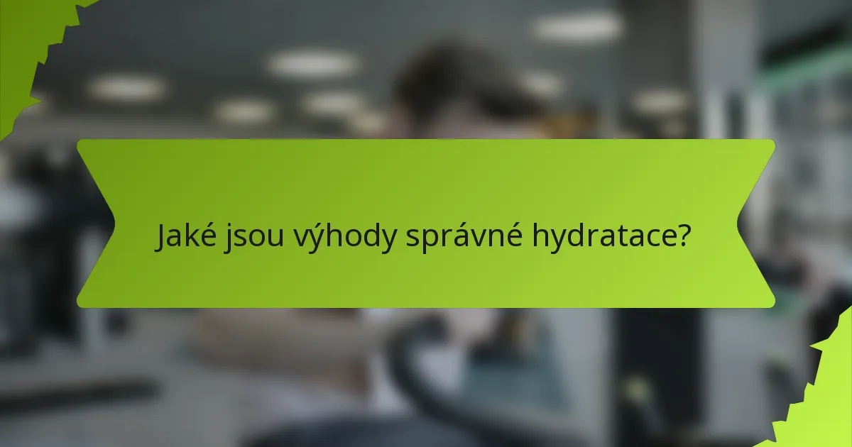 Jaké jsou výhody správné hydratace?